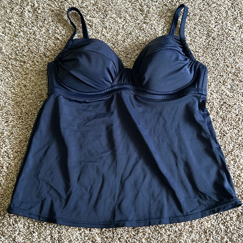 J. Crew navy swim tankini top, size medium